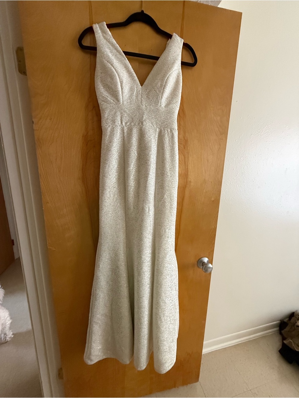 Speechless Sparkling White V-Neck Maxi Dress